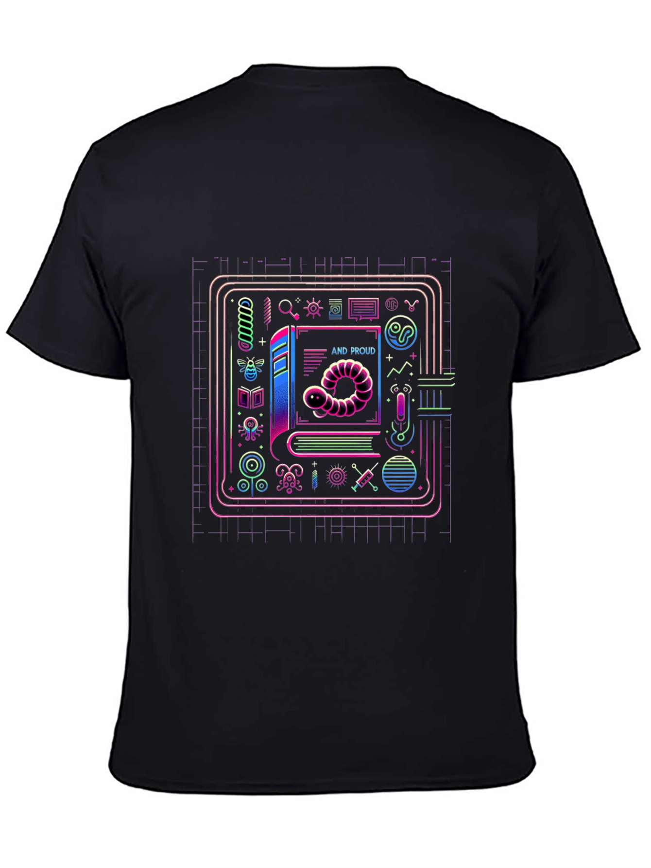 Scientist Worm and Proud Black T-Shirt