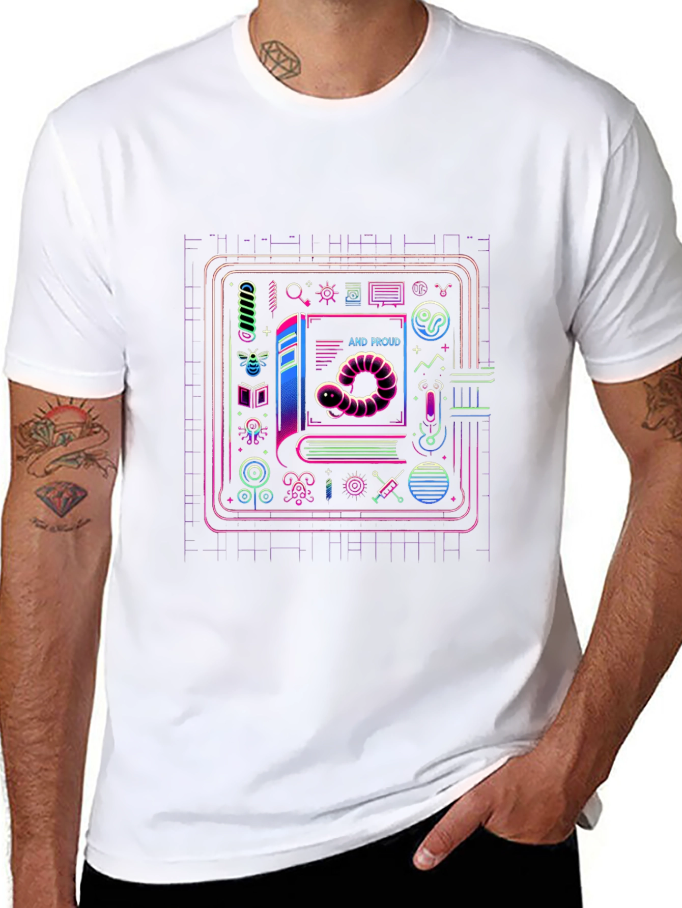 Scientist Worm and Proud Black T-Shirt