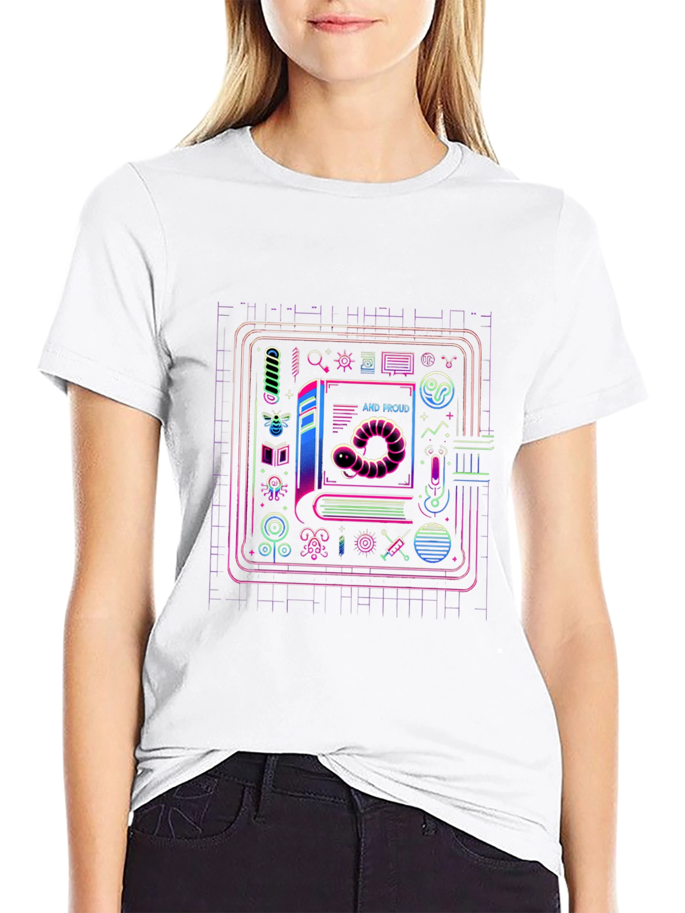Scientist Worm and Proud Black T-Shirt