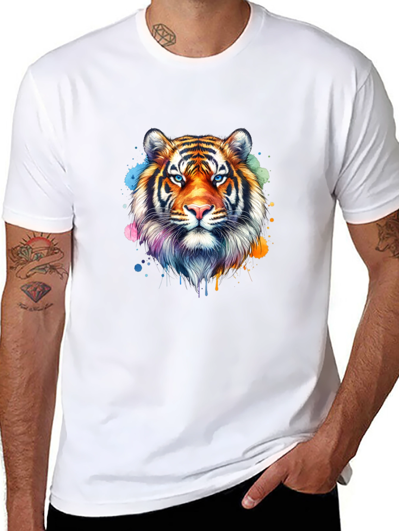 Tiger Head Graphic T-Shirt - Stylish Black Tee