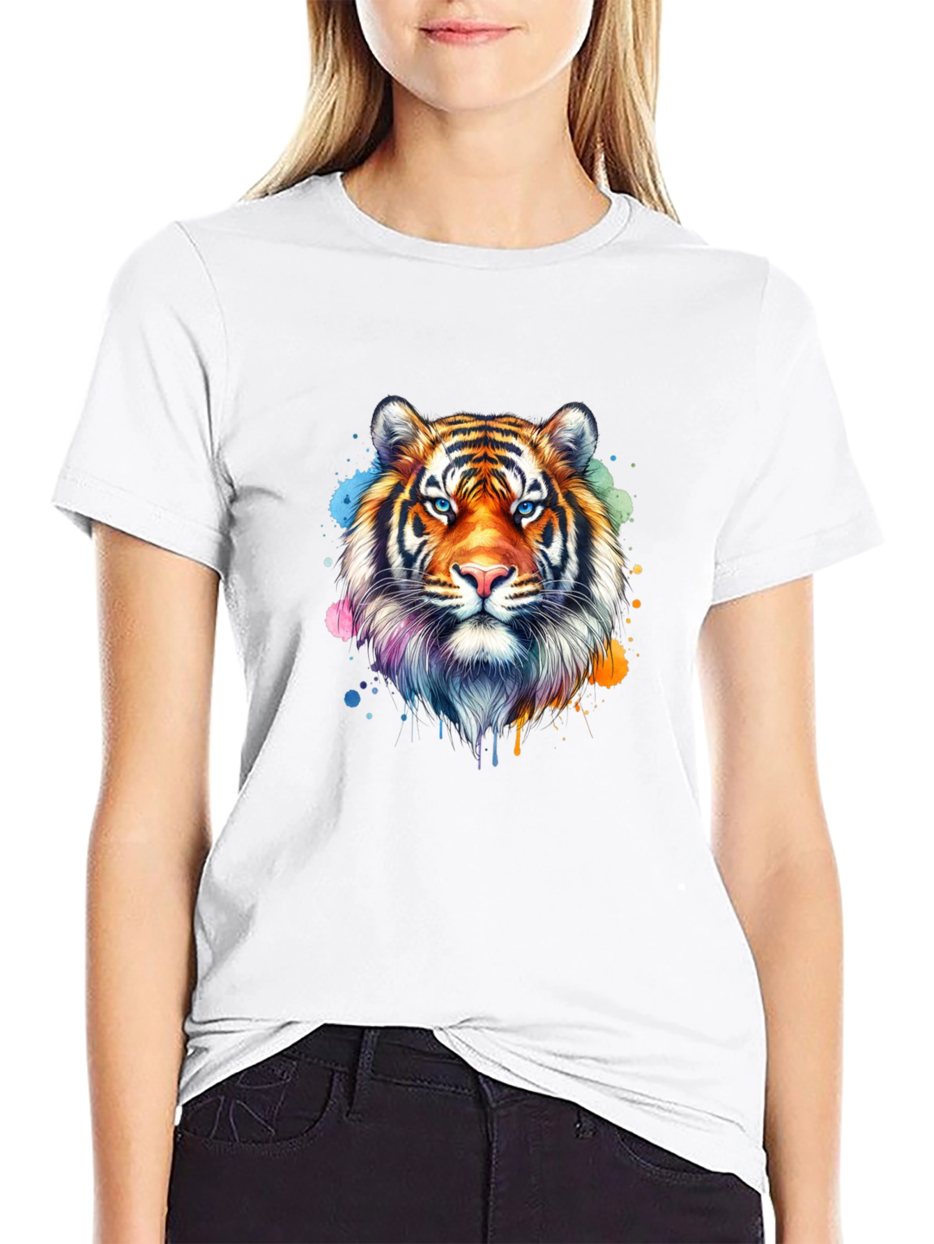Tiger Head Graphic T-Shirt - Stylish Black Tee