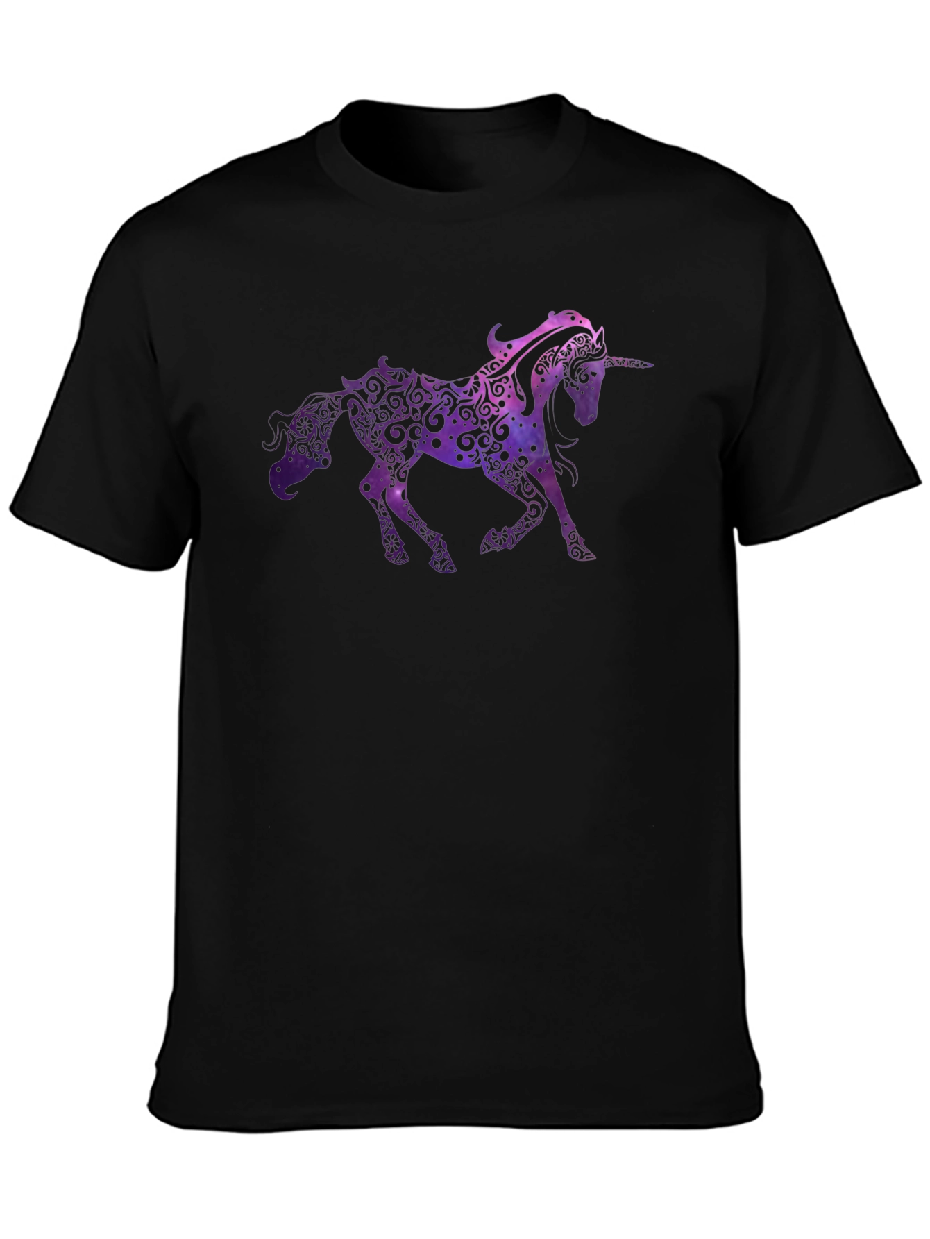 Unicorn Graphic Print Black T-Shirt