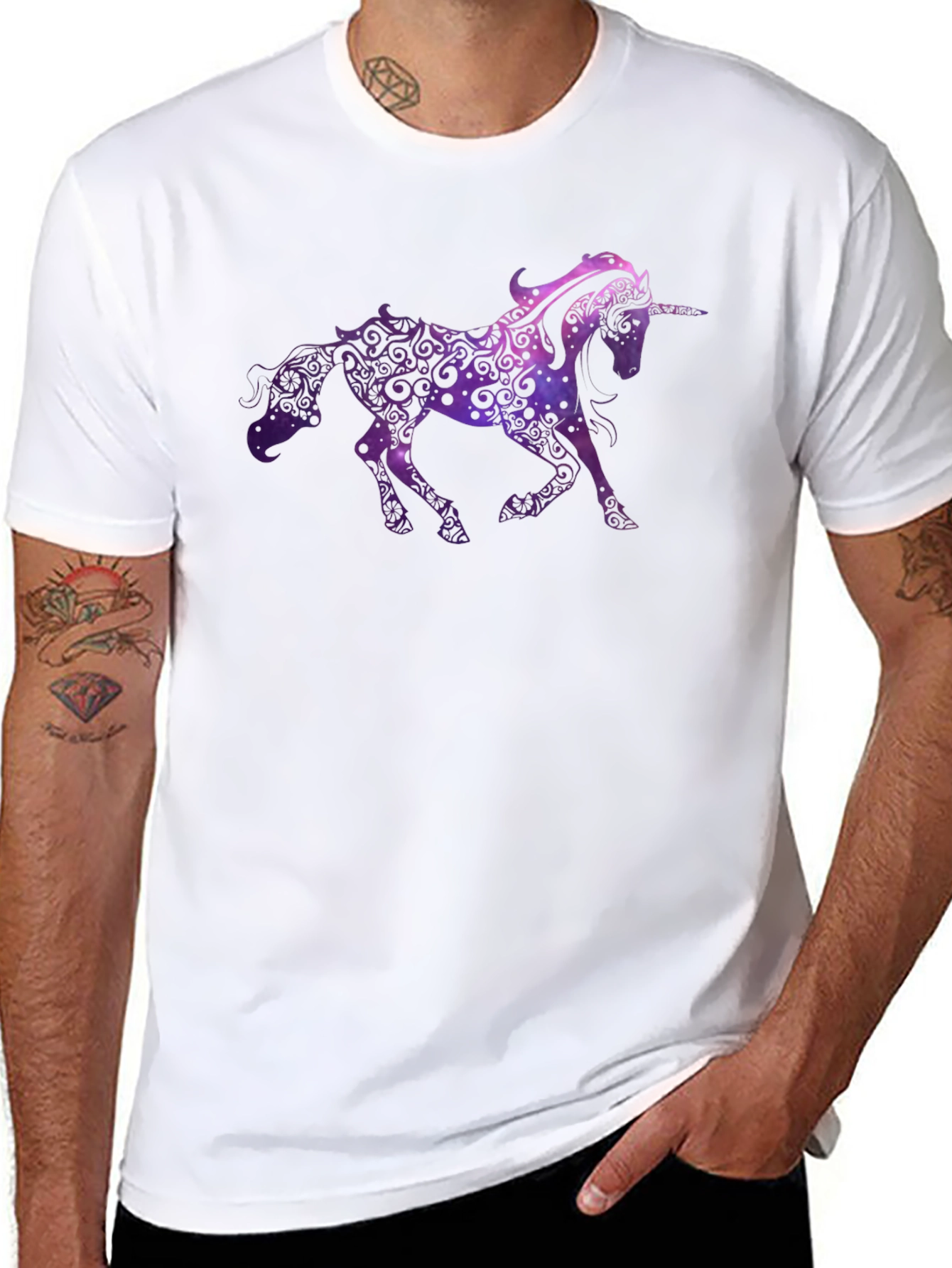 Unicorn Graphic Print Black T-Shirt