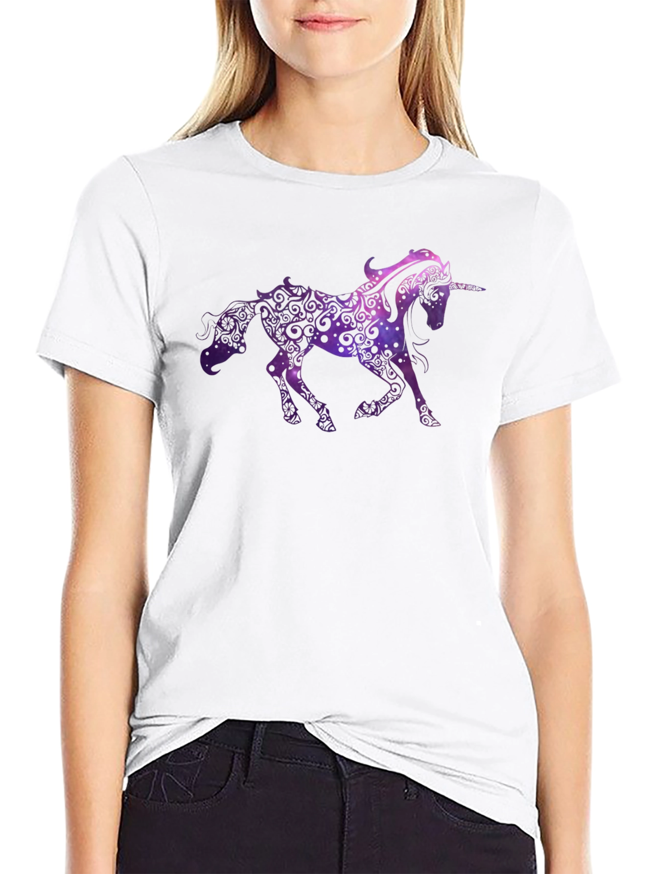 Unicorn Graphic Print Black T-Shirt