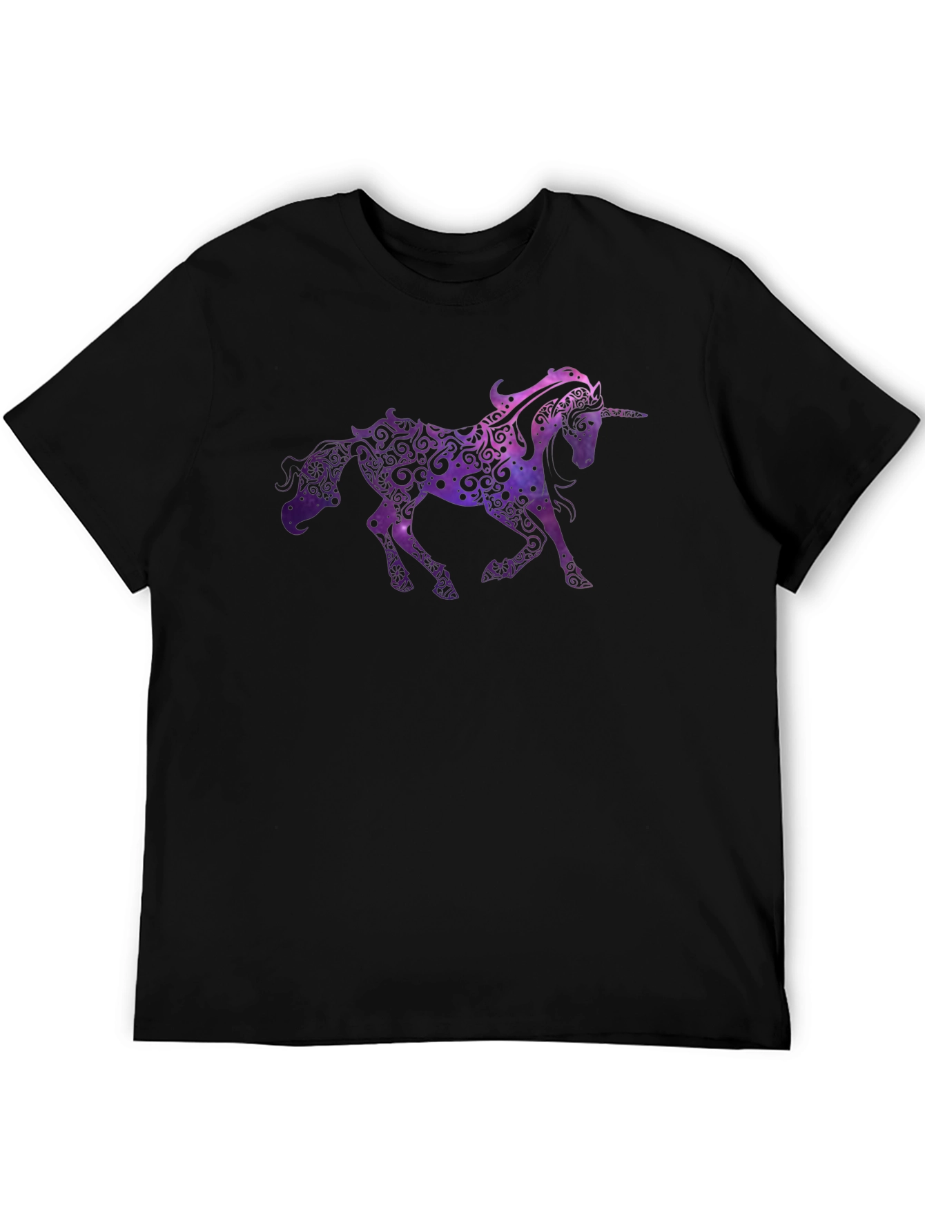 Unicorn Graphic Print Black T-Shirt