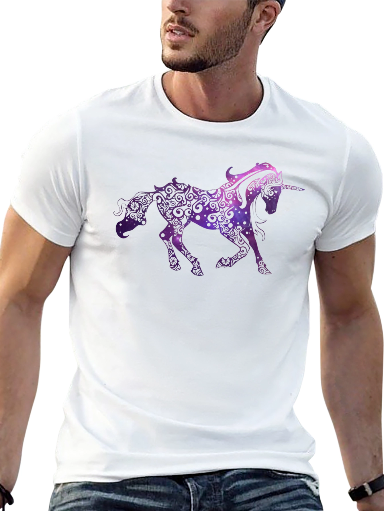Unicorn Graphic Print Black T-Shirt