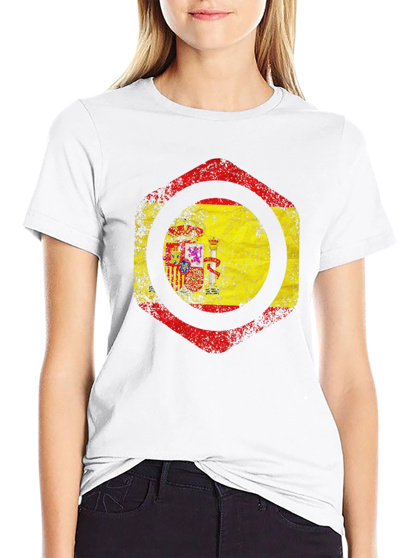 Spain Flag Distressed T-Shirt