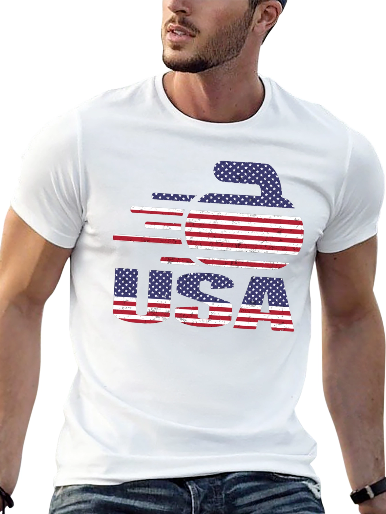 USA Curling Stone Graphic T-Shirt