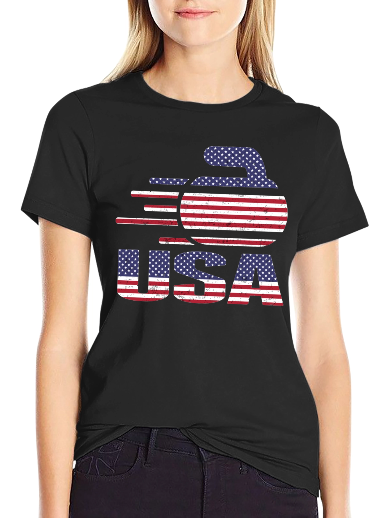 USA Curling Stone Graphic T-Shirt