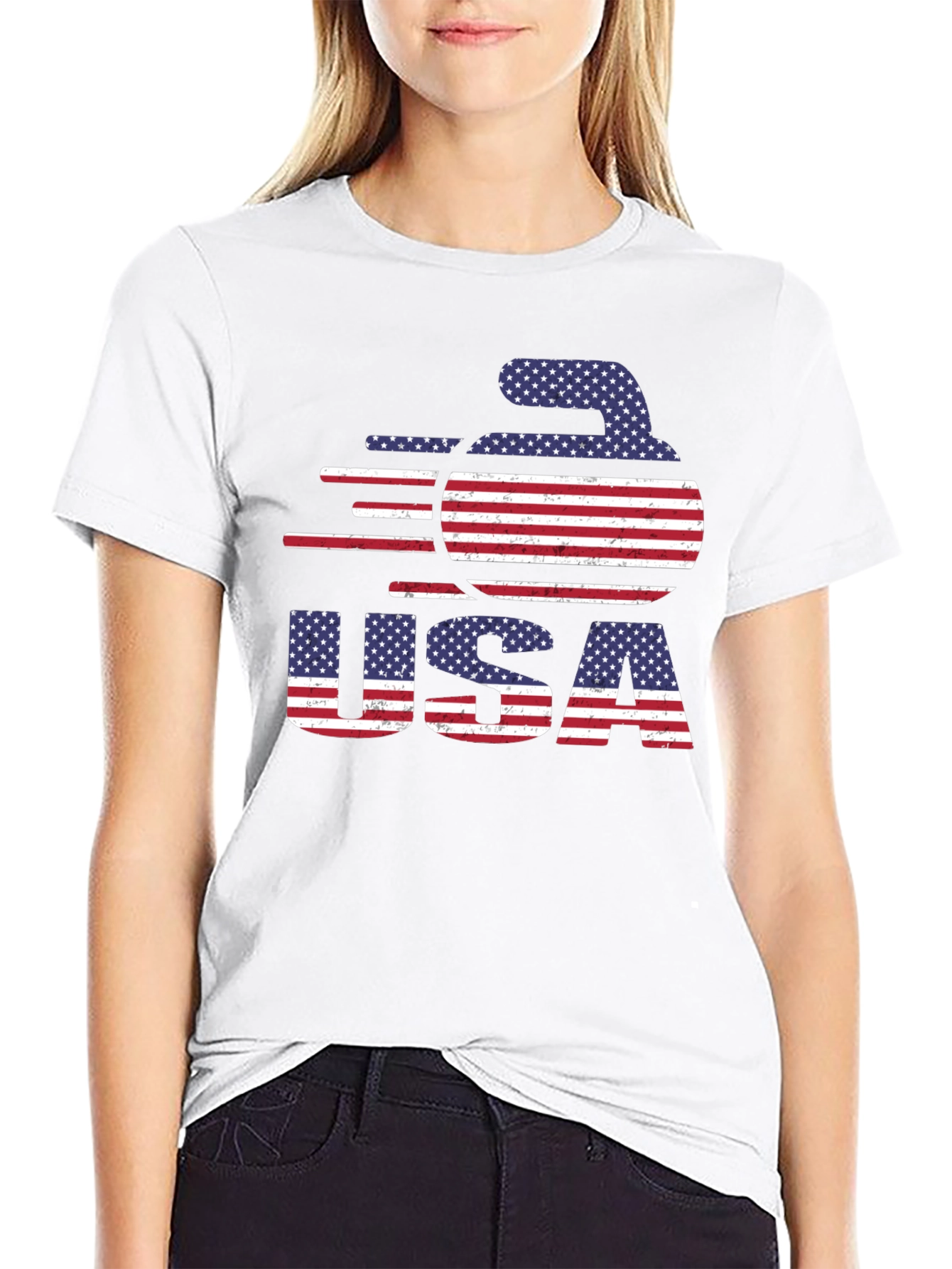 USA Curling Stone Graphic T-Shirt