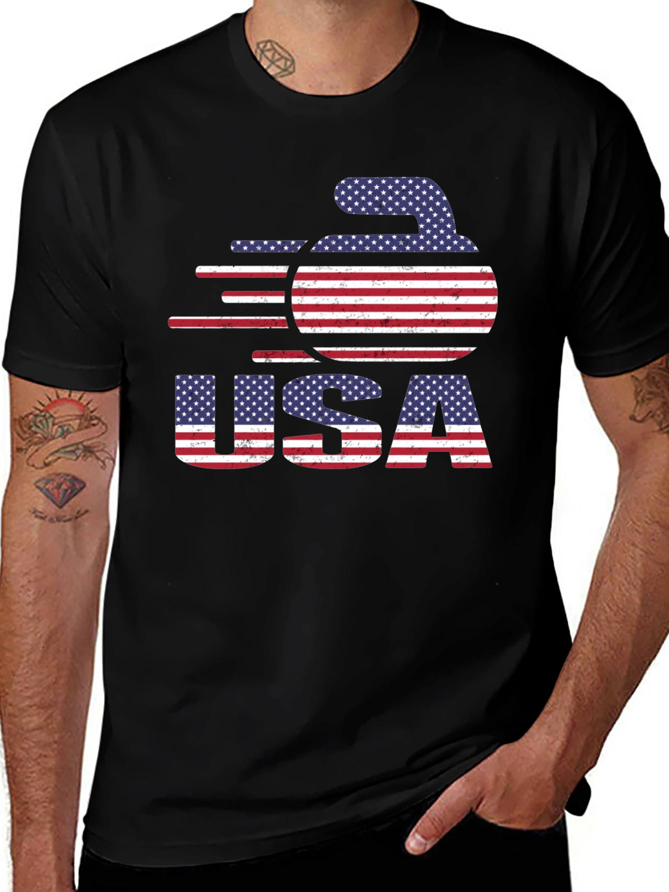 USA Curling Stone Graphic T-Shirt