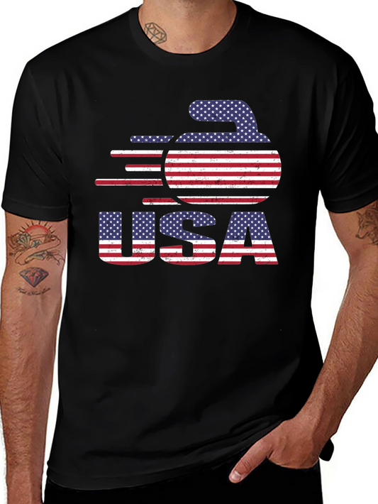 USA Curling Stone Graphic T-Shirt