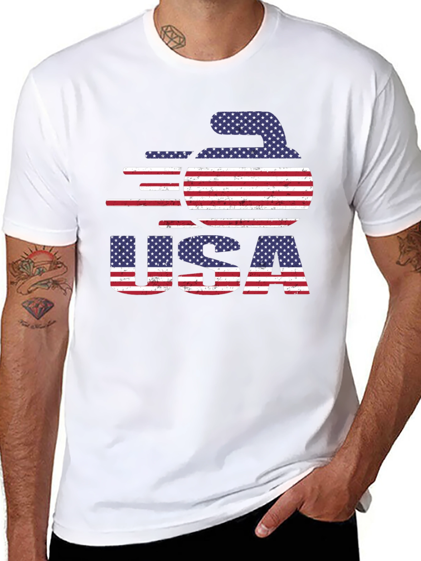 USA Curling Stone Graphic T-Shirt
