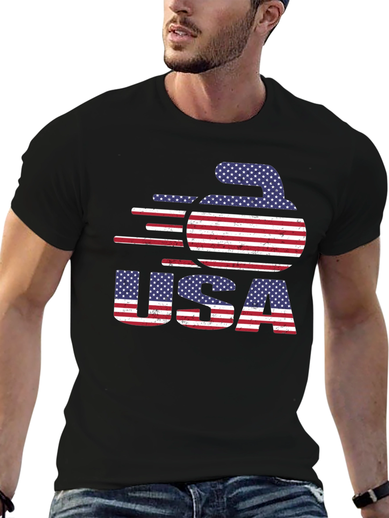USA Curling Stone Graphic T-Shirt