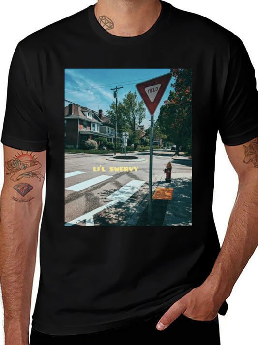 Yield Sign Street Scene Black Tee