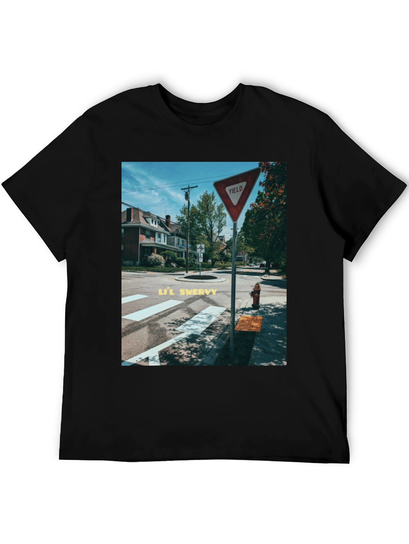 Yield Sign Street Scene Black Tee