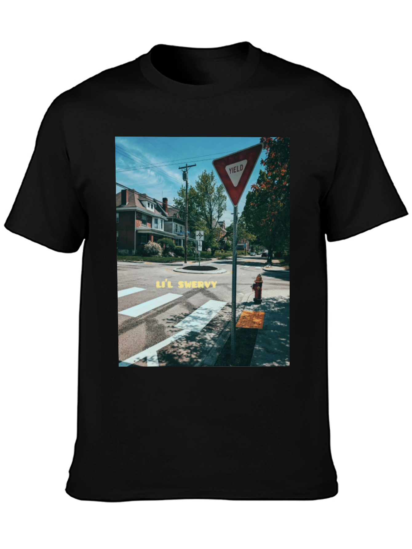 Yield Sign Street Scene Black Tee
