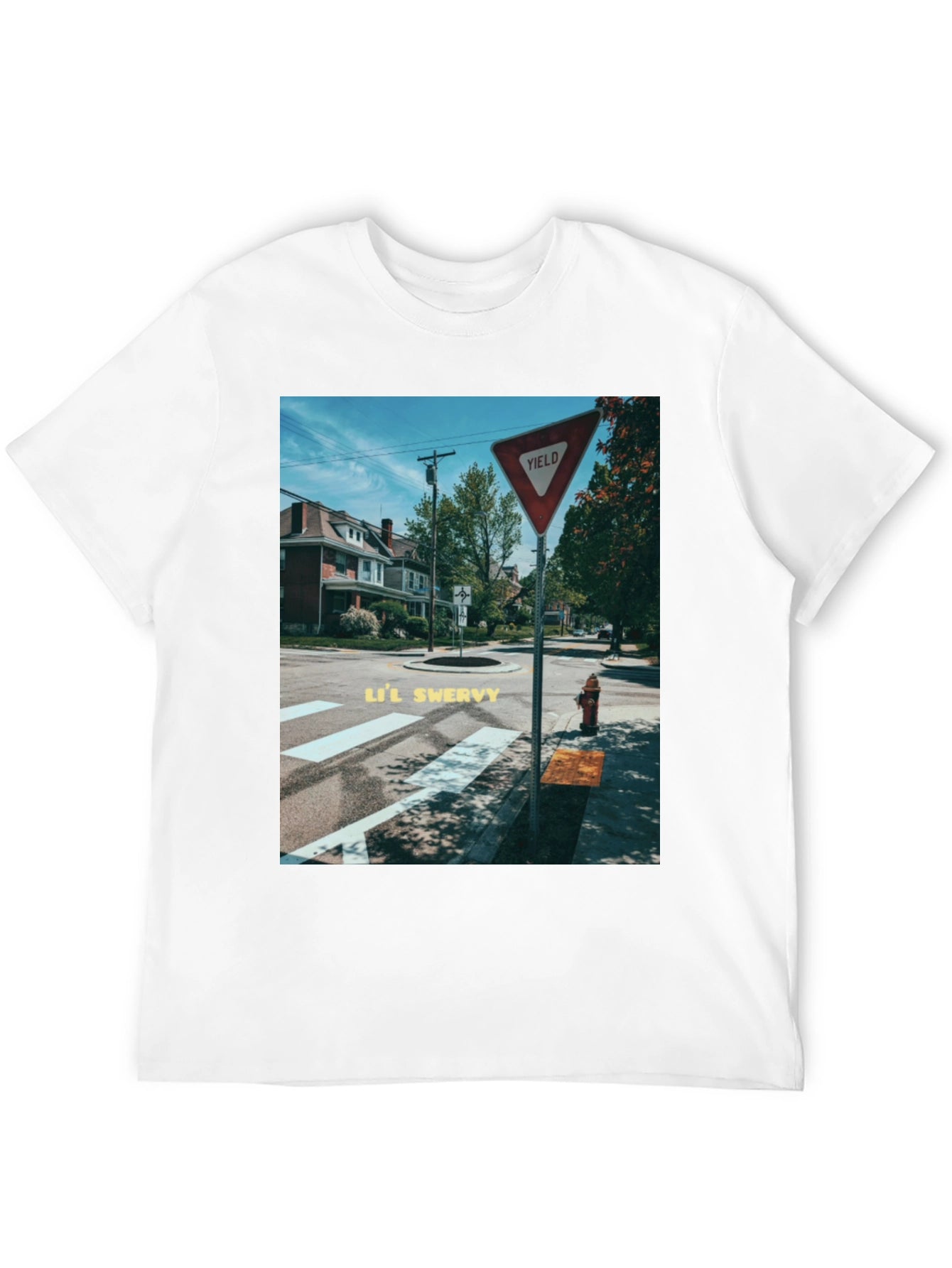 Yield Sign Street Scene Black Tee