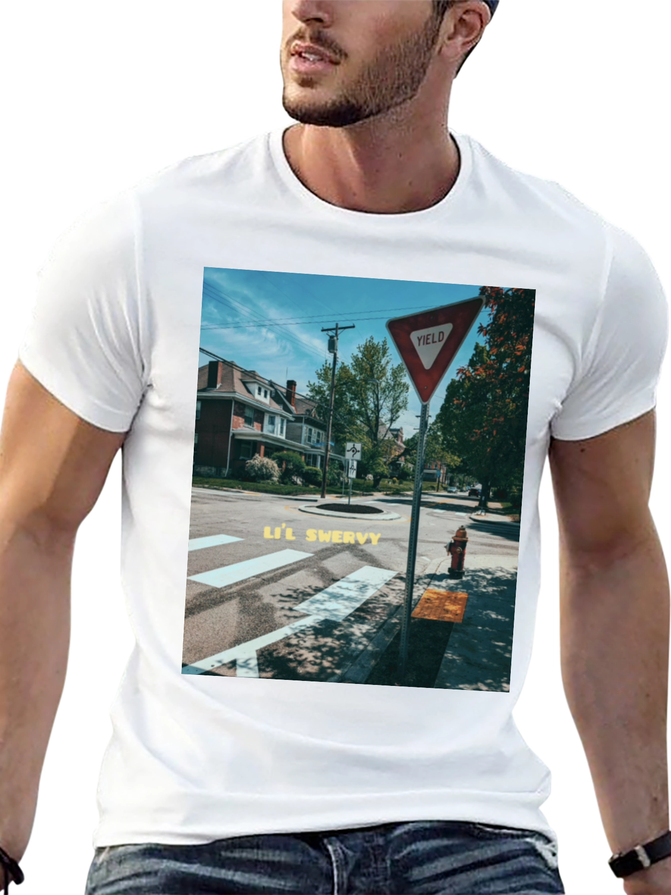 Yield Sign Street Scene Black Tee