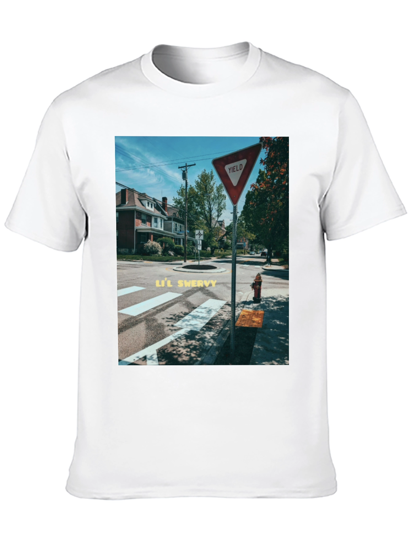 Yield Sign Street Scene Black Tee