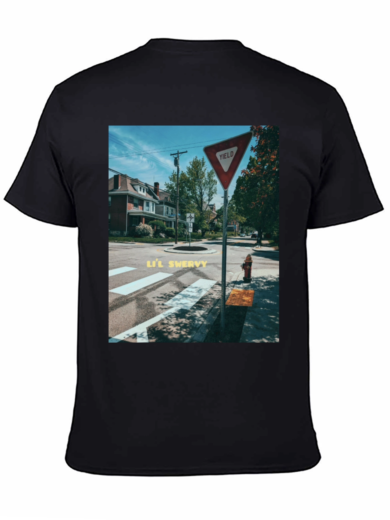 Yield Sign Street Scene Black Tee