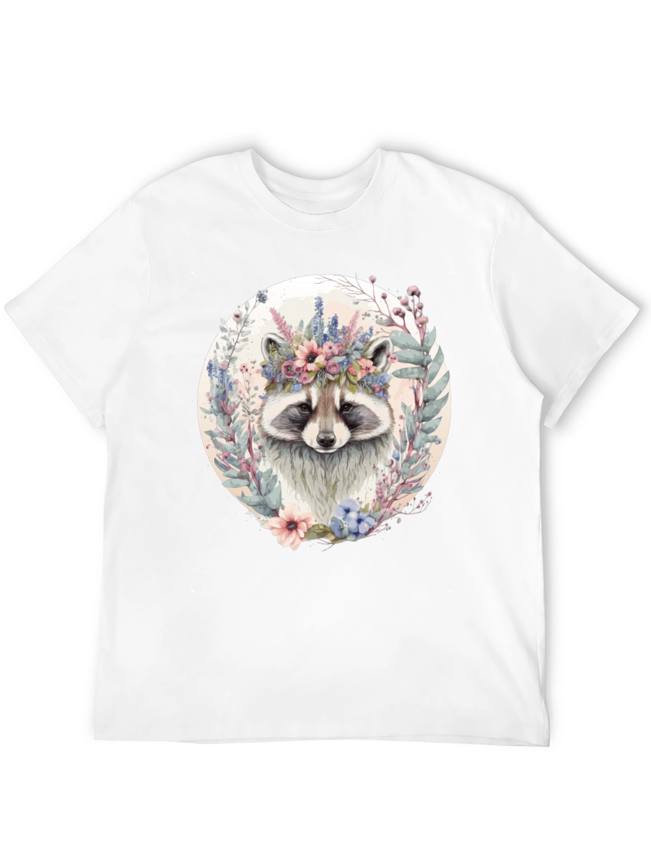 Raccoon Floral Crown Graphic T-Shirt