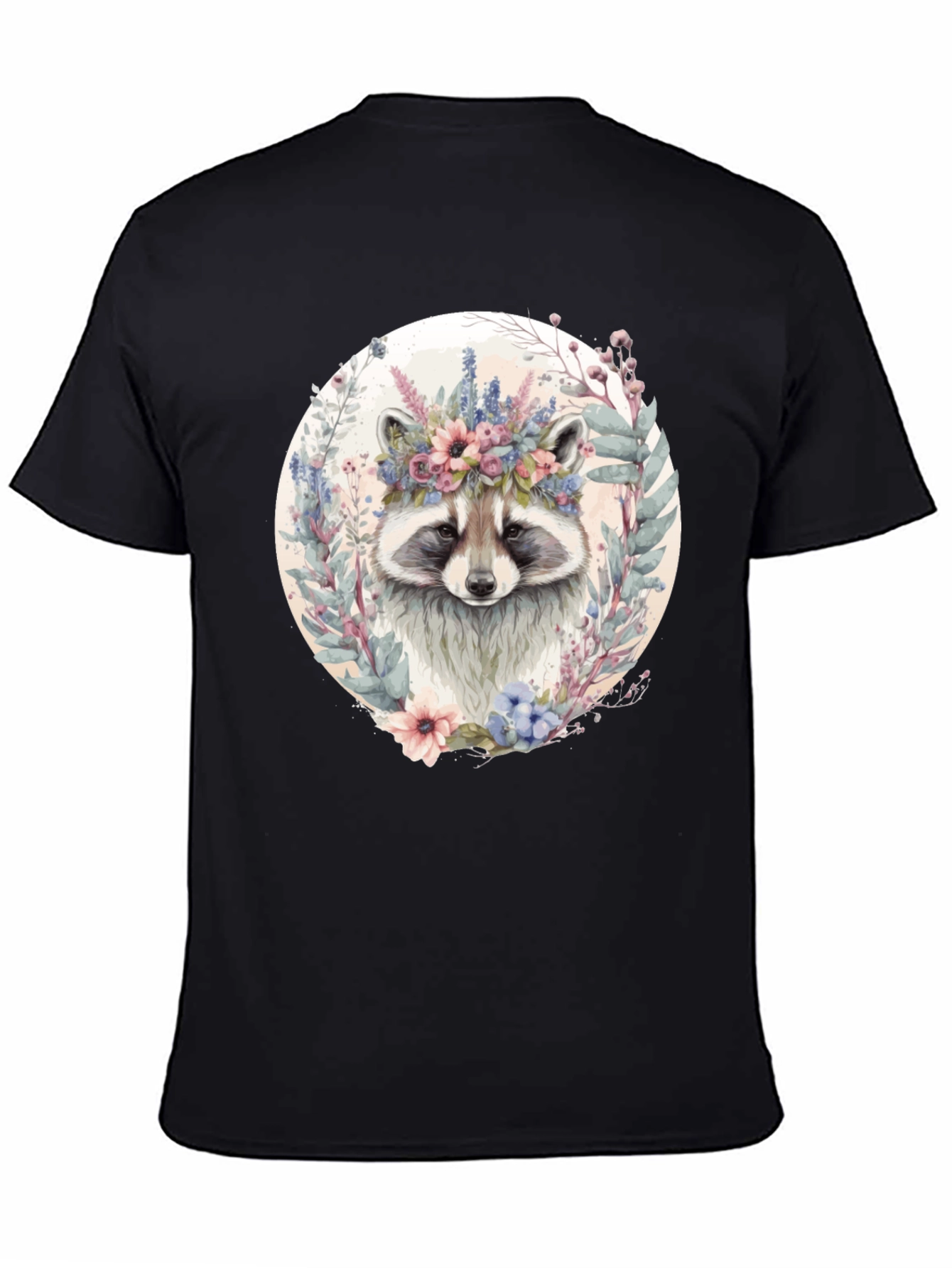 Raccoon Floral Crown Graphic T-Shirt