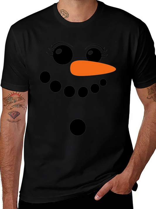 Snowman Face Graphic T-Shirt - Holiday Fun