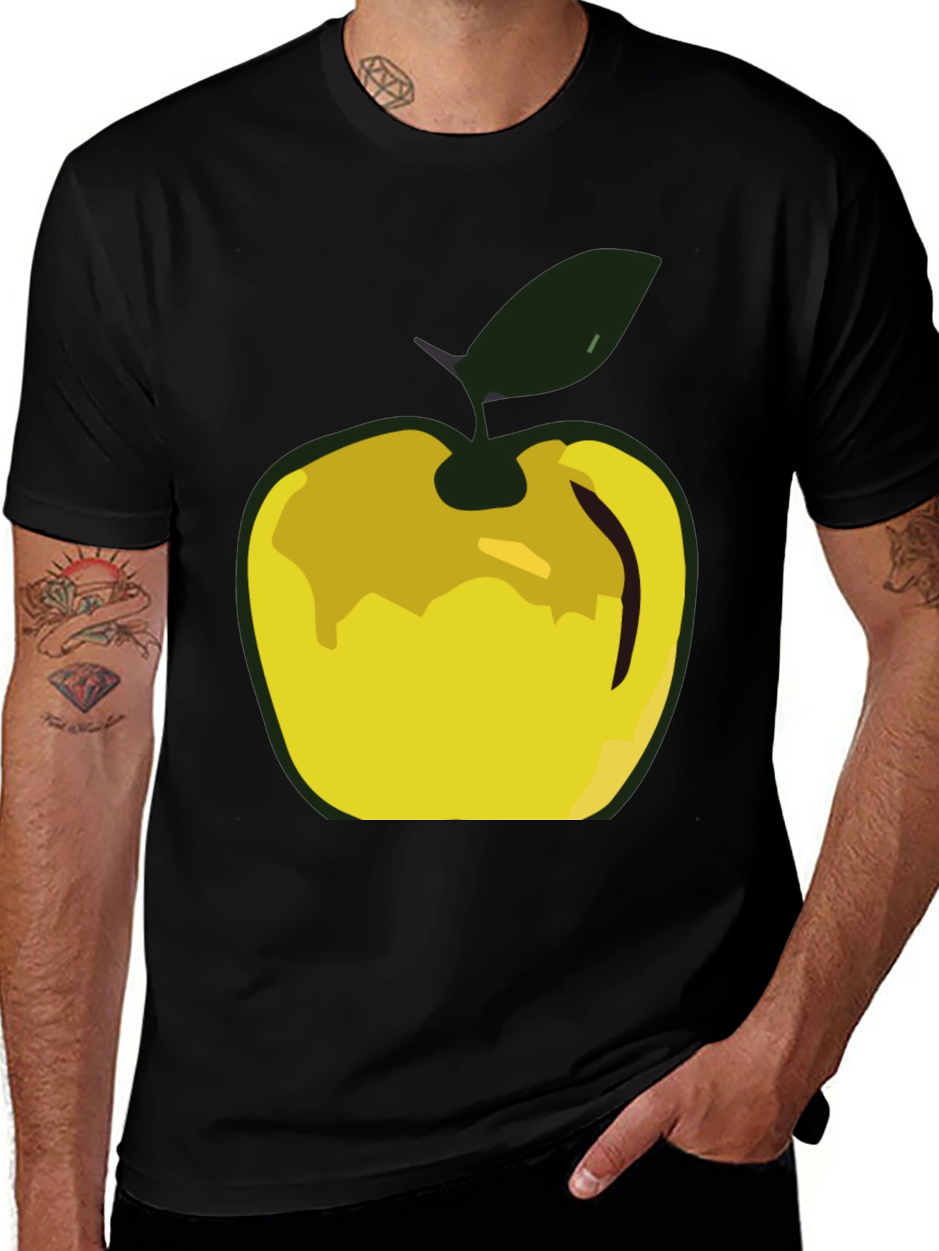 Apple Graphic Tee - Modern Mens Black T-Shirt