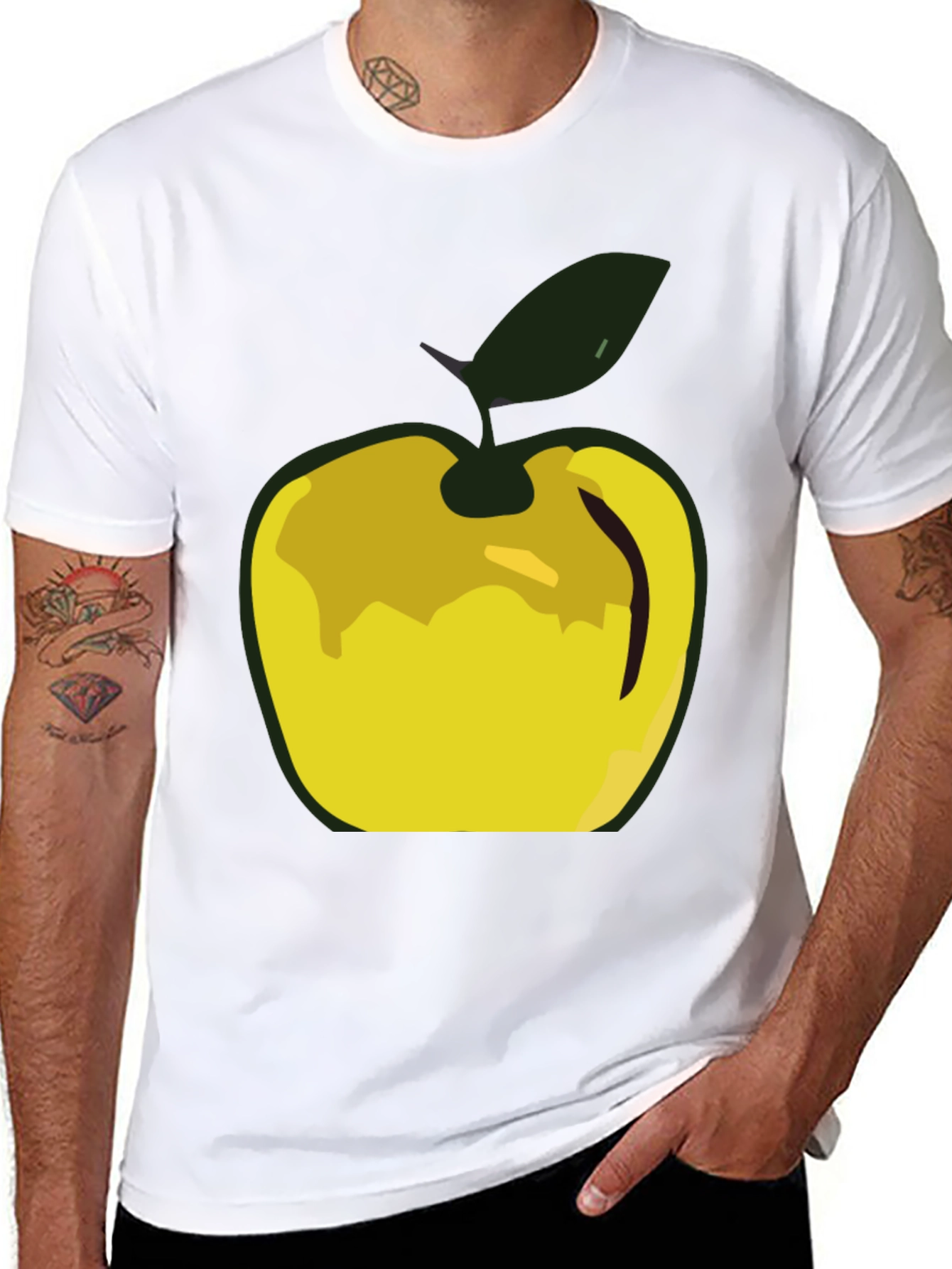 Apple Graphic Tee - Modern Mens Black T-Shirt