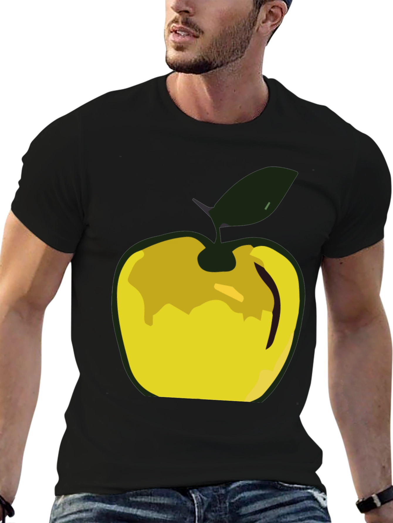 Apple Graphic Tee - Modern Mens Black T-Shirt