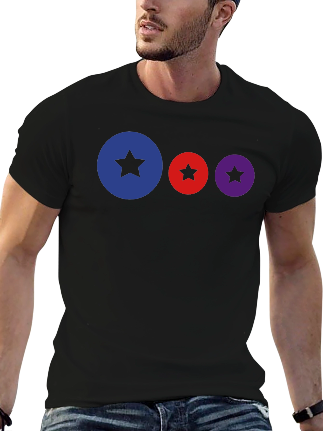 Starry Circle Black T-Shirt - Trendy & Stylish!