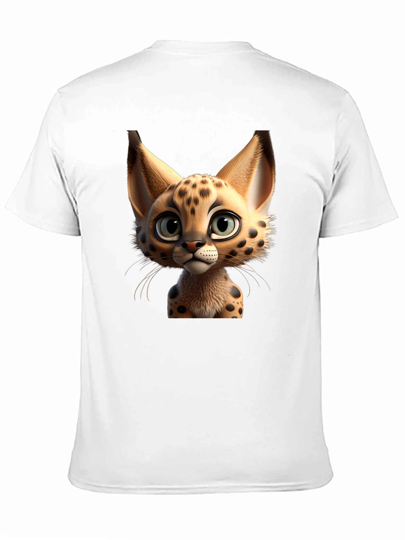 Cartoon Serval Cat Graphic T-Shirt