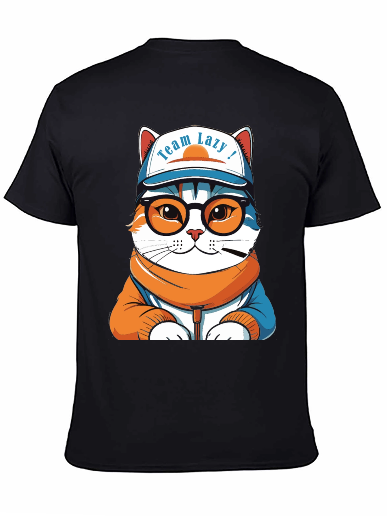 Team Lazy Cat T-Shirt - Unisex Black Cotton Tee