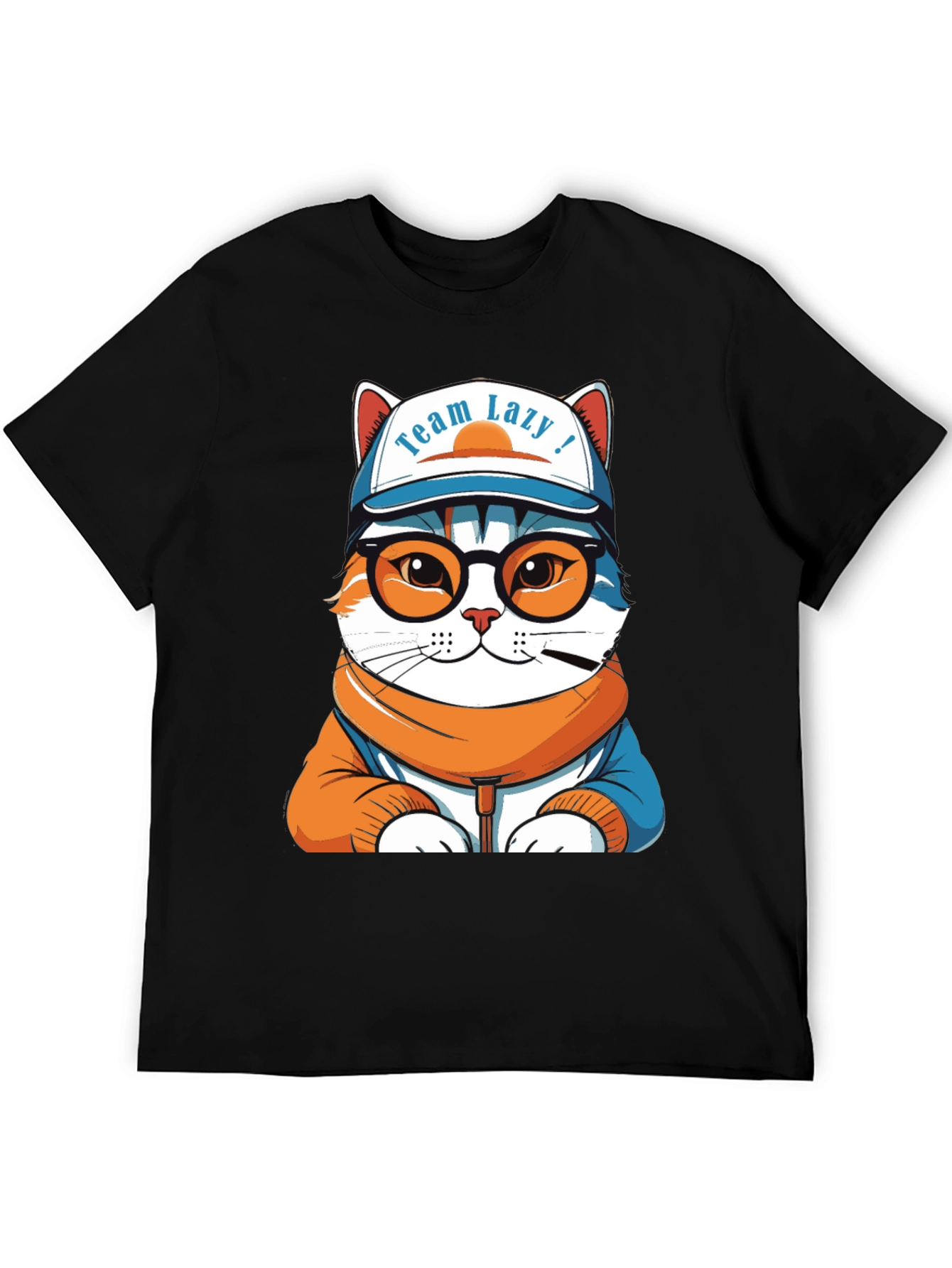 Team Lazy Cat T-Shirt - Unisex Black Cotton Tee