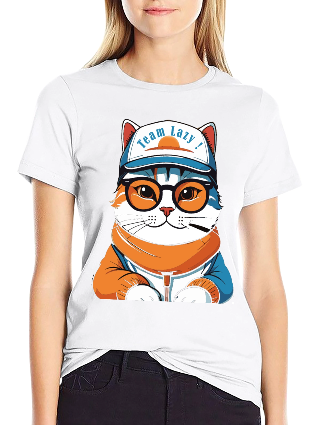 Team Lazy Cat T-Shirt - Unisex Black Cotton Tee