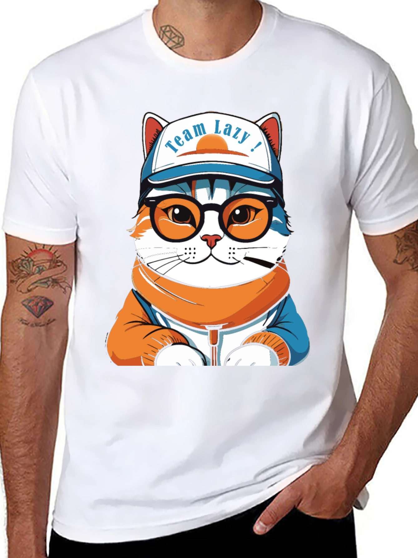 Team Lazy Cat T-Shirt - Unisex Black Cotton Tee