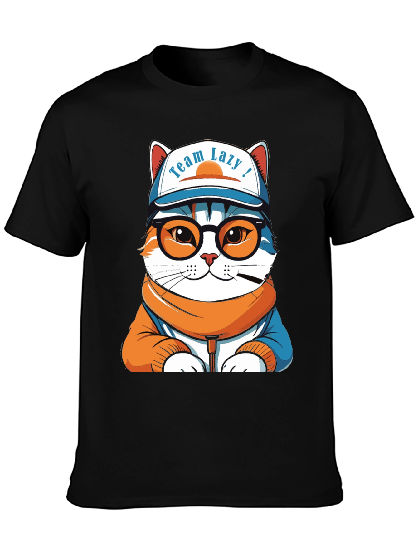 Team Lazy Cat T-Shirt - Unisex Black Cotton Tee