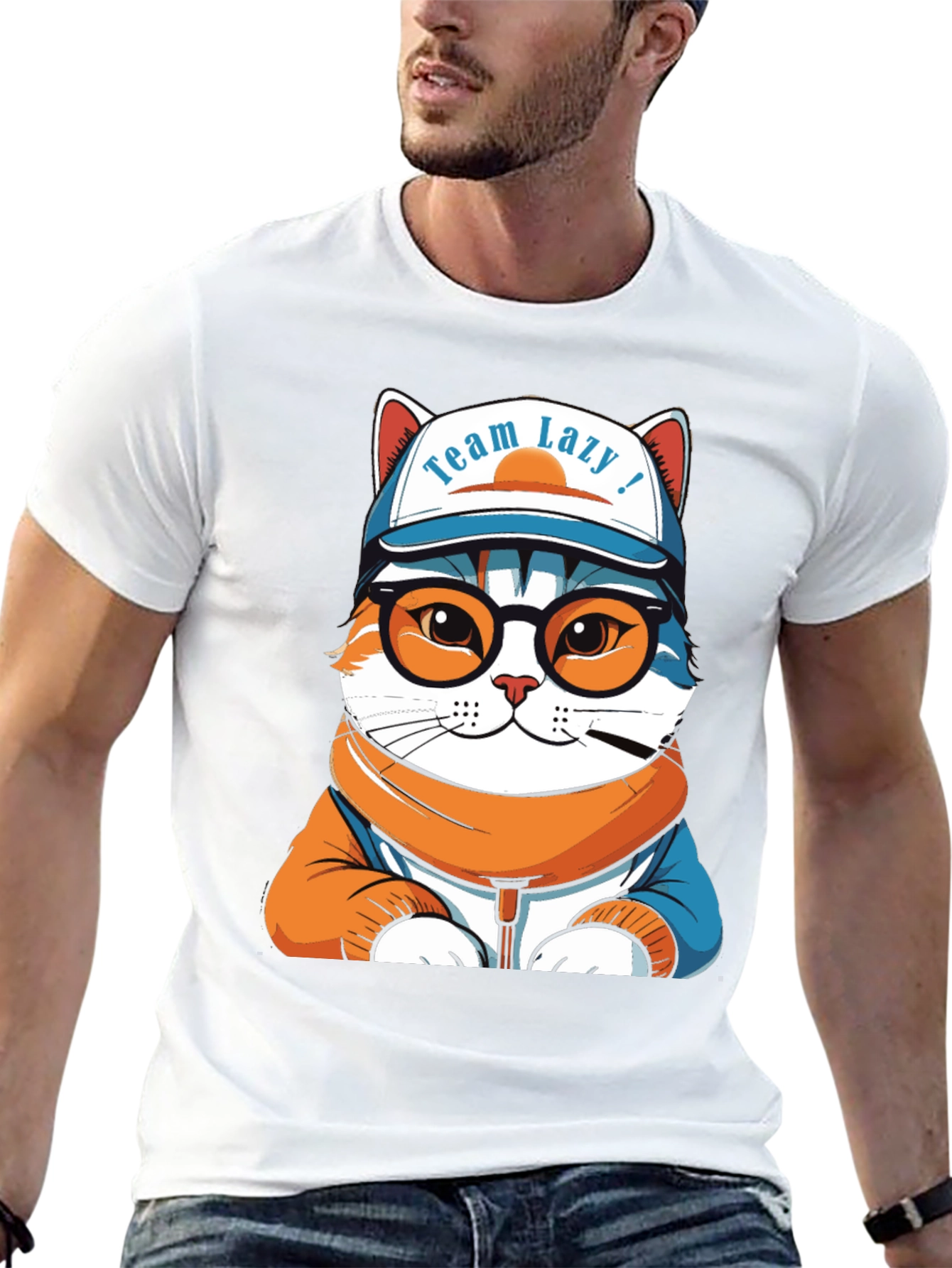 Team Lazy Cat T-Shirt - Unisex Black Cotton Tee