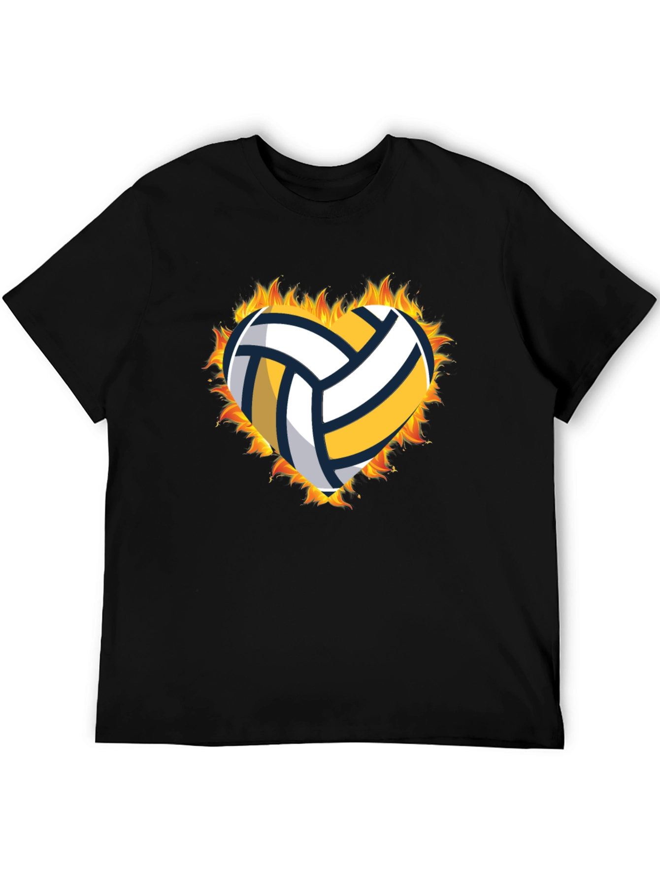 Volleyball Heart in Flames Graphic T-Shirt