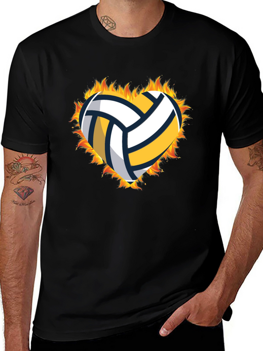 Volleyball Heart in Flames Graphic T-Shirt