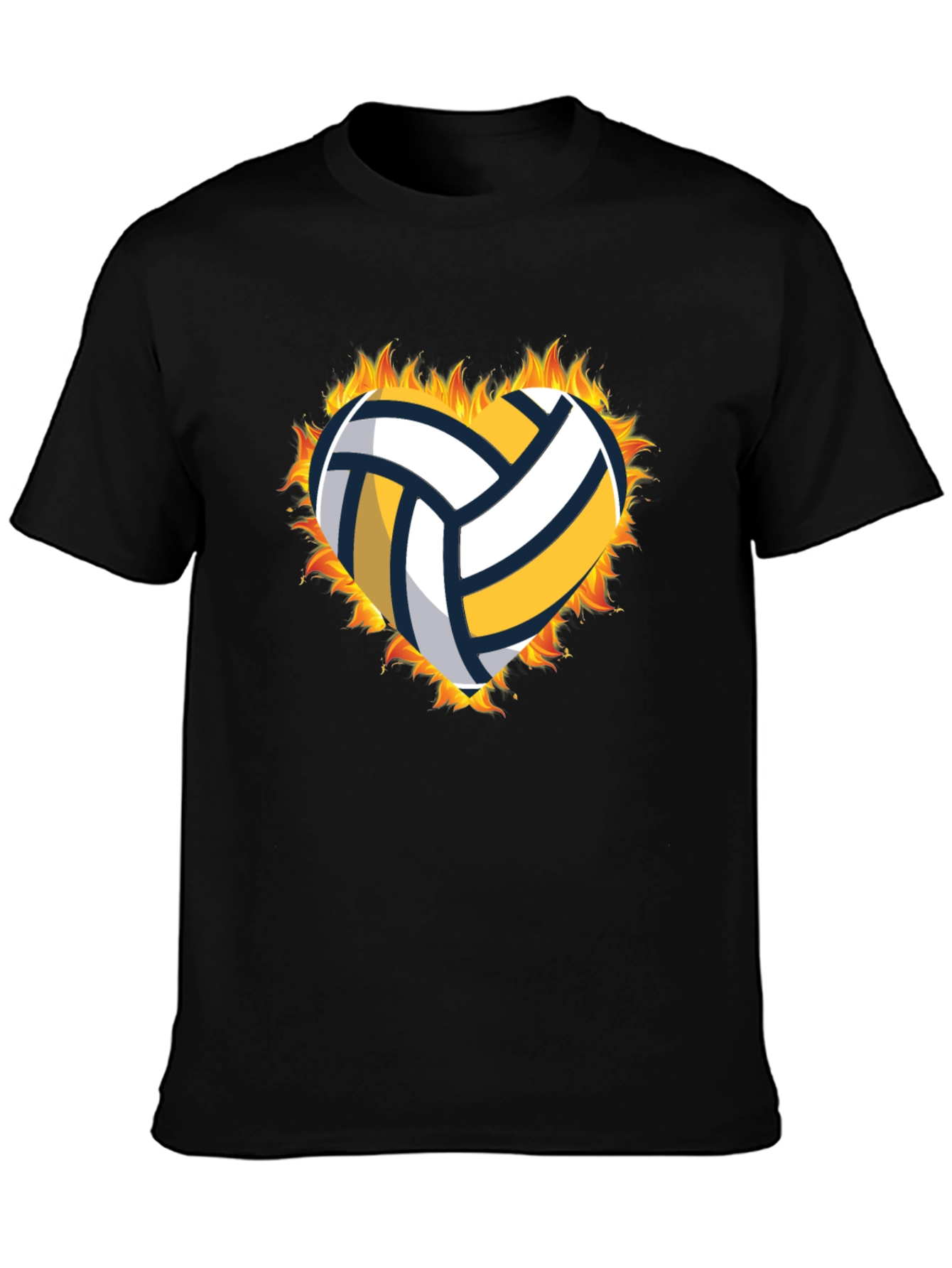 Volleyball Heart in Flames Graphic T-Shirt