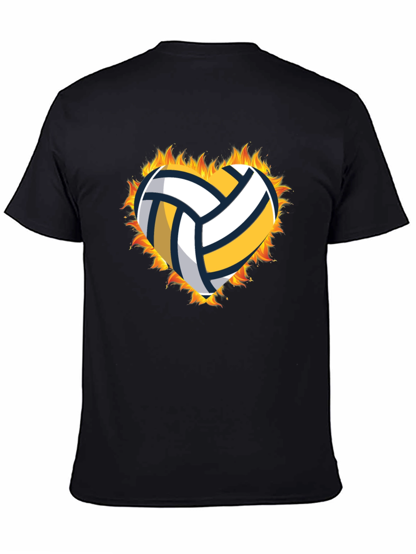 Volleyball Heart in Flames Graphic T-Shirt