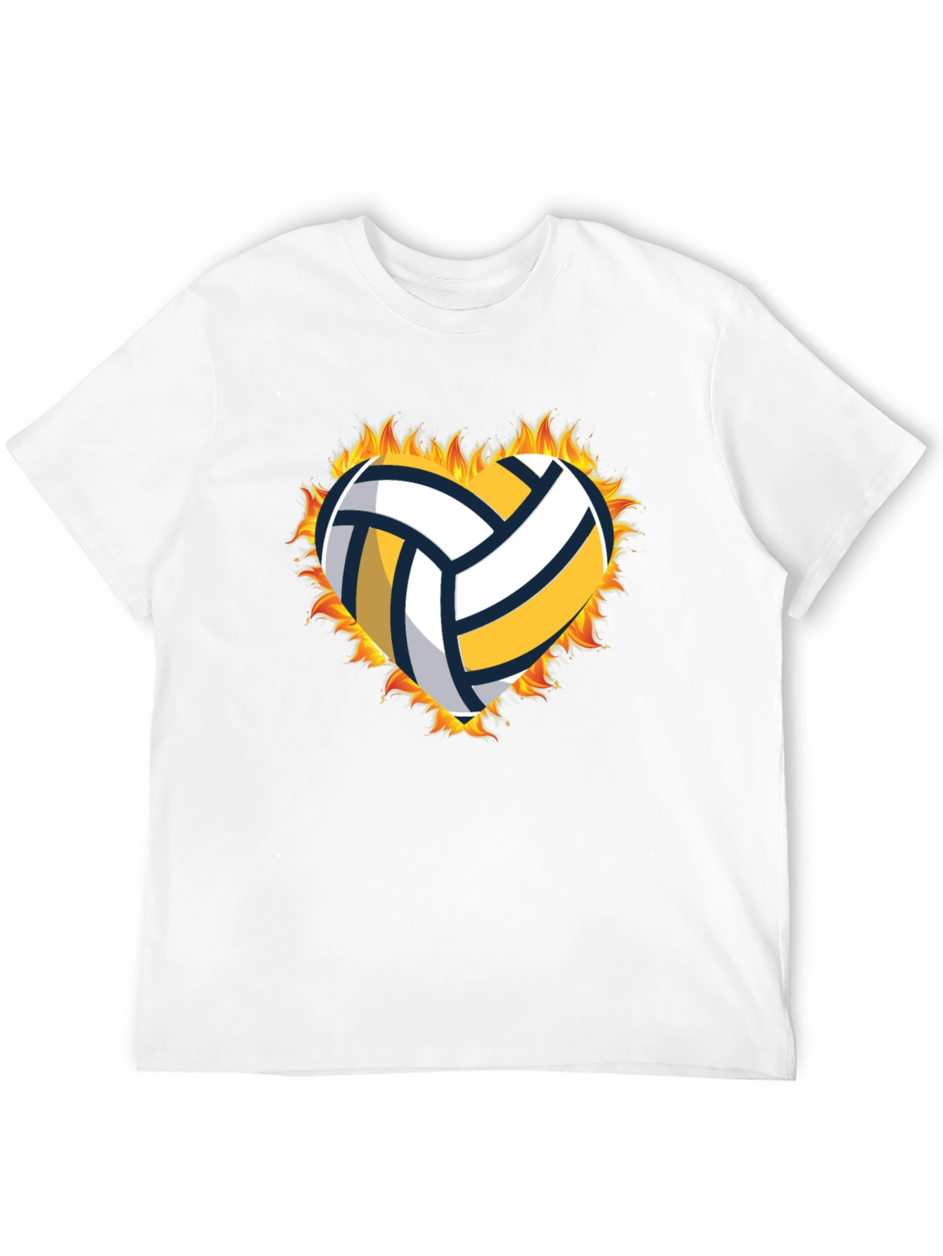 Volleyball Heart in Flames Graphic T-Shirt