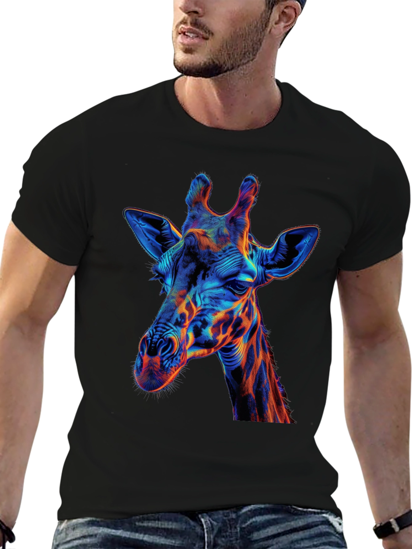 Vibrant Giraffe Graphic Tee - Modern Art Shirt