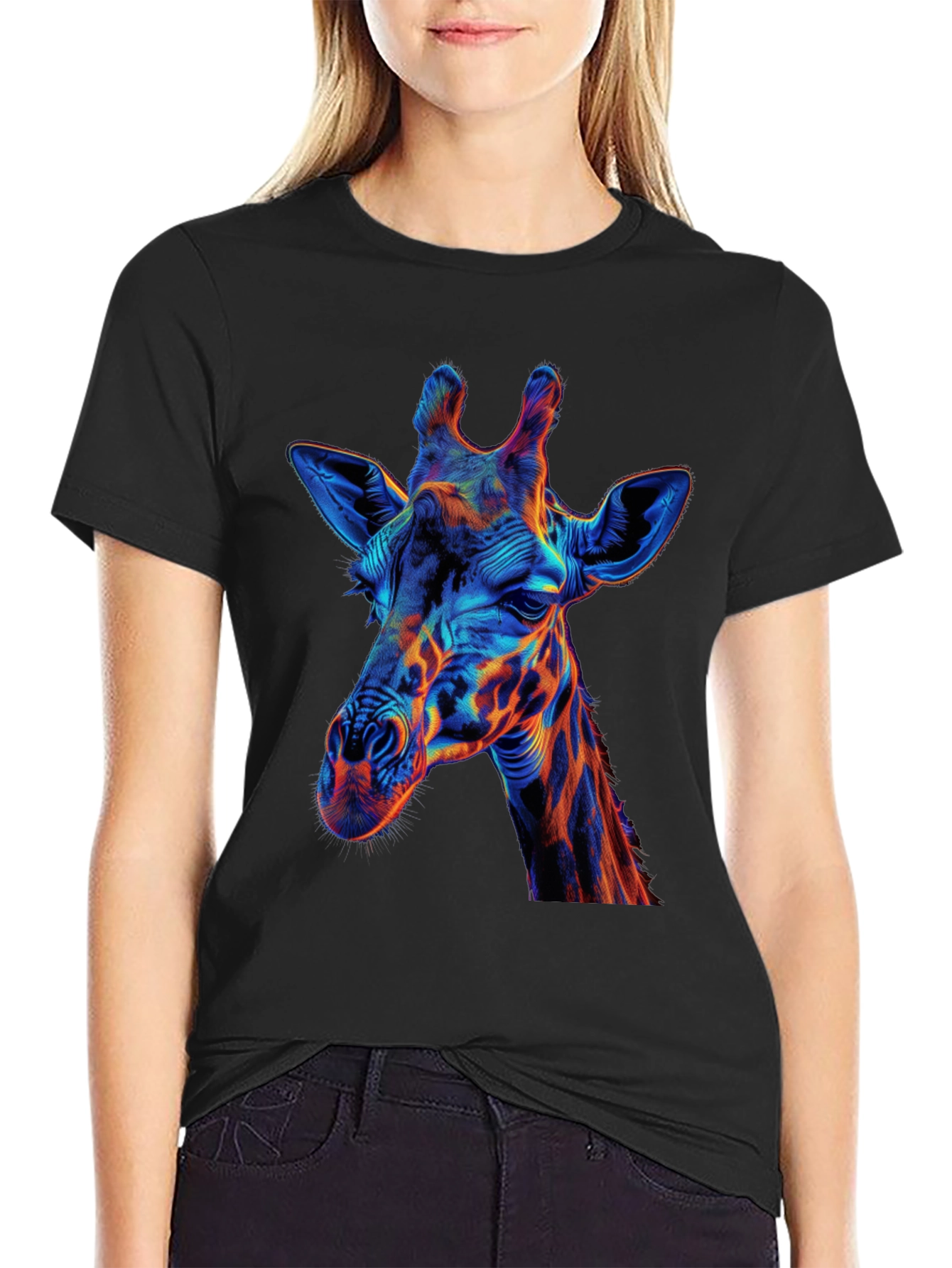 Vibrant Giraffe Graphic Tee - Modern Art Shirt