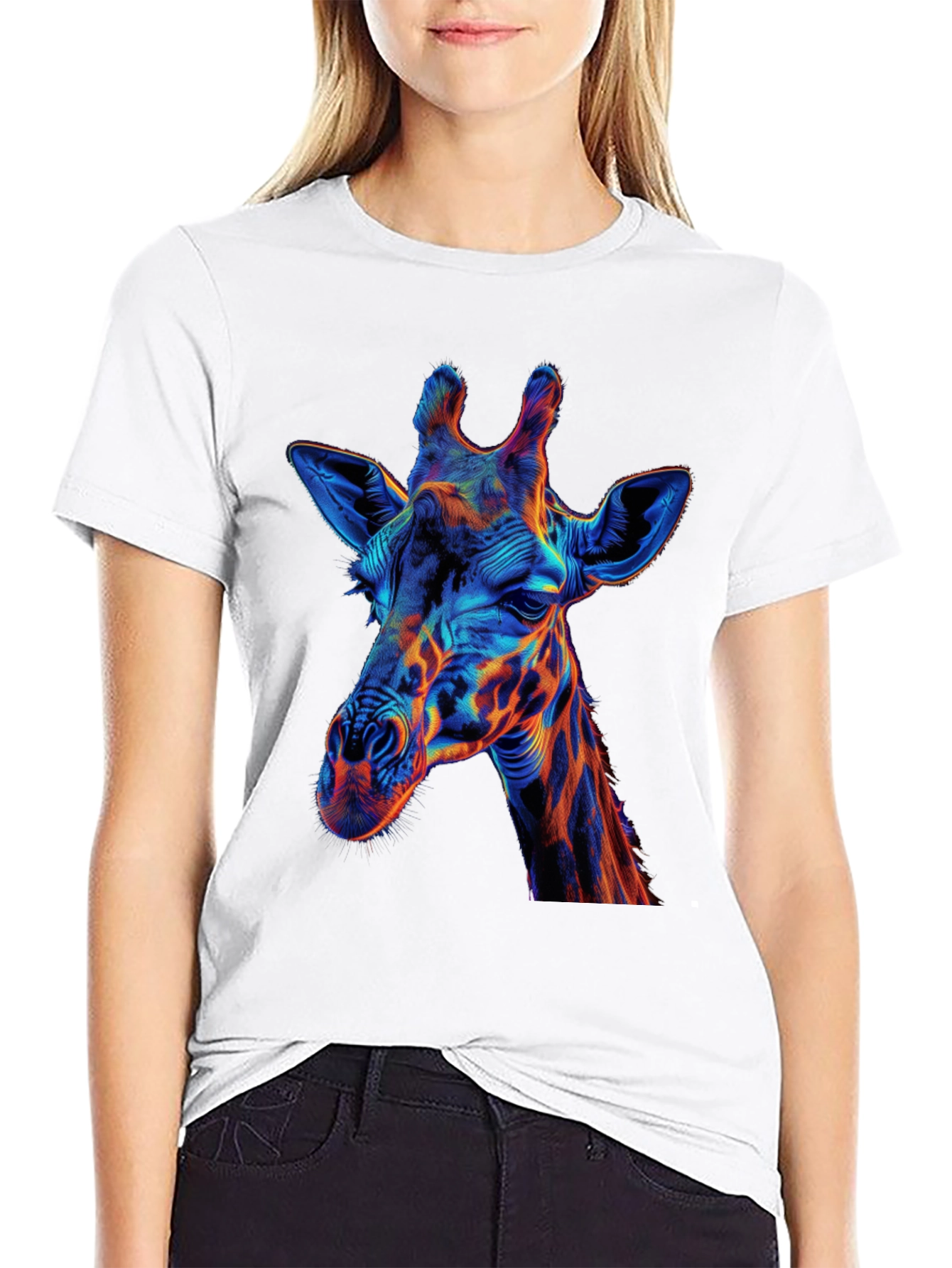 Vibrant Giraffe Graphic Tee - Modern Art Shirt
