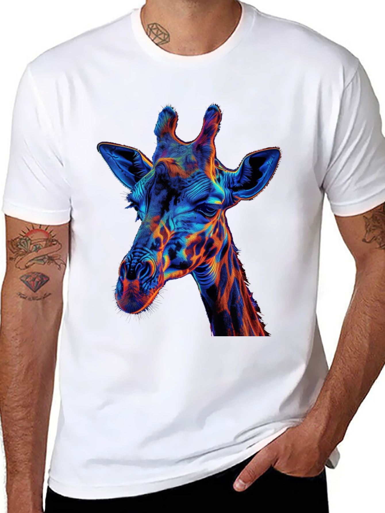 Vibrant Giraffe Graphic Tee - Modern Art Shirt