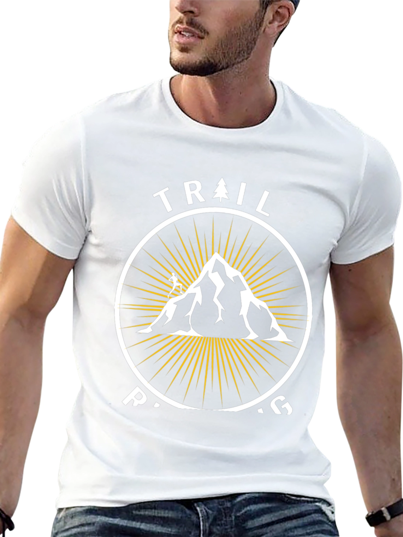 Trail Running Mountain Graphic Tee - Black