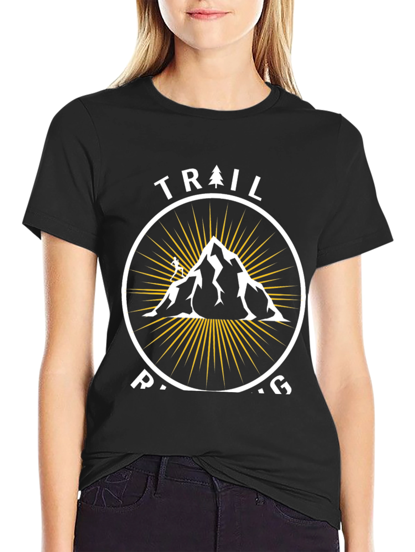 Trail Running Mountain Graphic Tee - Black